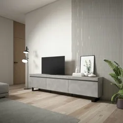 SKRAUT HOME Wohnzimmer TV-Schrank, Viel Stauraum, 240x35x57cm, Industriedesign, Moderner Stil, Zementgrau - 503_2