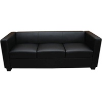 MCW 3er Sofa Lille ~ Leder, schwarz