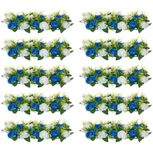 Vevor Kunstblumen, 10 Stück, 500x220x120 mm, Blumenkugeln, Tischdekoration für Hochzeiten, Kunstrosen-Arrangements für Hochzeitsmittelstücke, Heimdekoration, Blaue und weiße Rosen