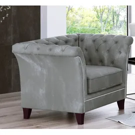 s-style möbel Chesterfield-Sessel Rainsburg Samt 0 x 0 x 0 cm Grau
