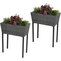 Harms DS Hochbeet, Rattan-Optik, 2er Set, Pflanzkasten
