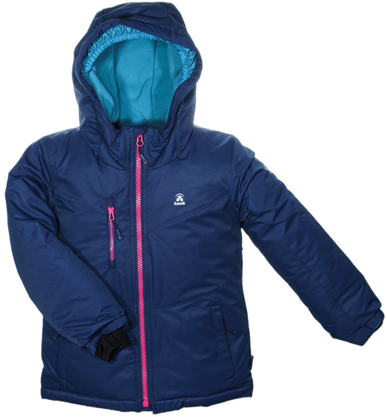 Kamik Winterjacke Effie (wind- und wasserdicht, reflektierend) marineblau/pink Kinder