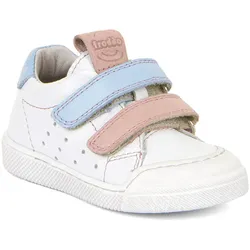 Rosario Mädchen Leder-Halbschuhe mit Klettverschluß, Weiß/Rosa/Hellblau (White/Blue)