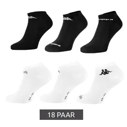 18 Paar Kappa Sportsocken Sneaker-Socken Baumwoll-Strümpfe mit Logo Schwarz oder Weiß - 43-46