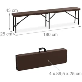 Relaxdays Bierbank 180 x 43 x 0 cm Braun/Schwarz