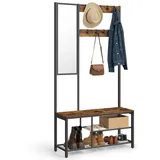 VASAGLE Garderobenständer Garderobe, Spiegel, Schuhregal mit Sitzfläche