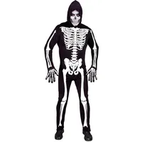 W WIDMANN MILANO Party Fashion - Kostüm Skelett für Herren, Overall mit Kapuze, neon, für Halloween, Karneval