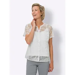 Kurzarmbluse CLASSIC BASICS, Damen, Gr. 42, weiß, 100% Polyester, unifarben, Rundhals, Kurzarm, Blusen