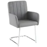 Odikalo Esszimmerstuhl 2er Set Sessel gepolstert zickzackform Metallbeine Leder schwarz/grau grau