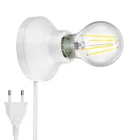 Ledscom.de Porzellan Wand-Leuchte Elektra rund Stecker Schalter weiß 90mm