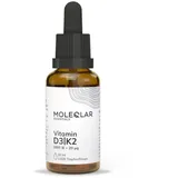 MoleQlar Vitamin D3 K2 Tropfen - 1000 I.E. Vitamin D3 + 20 μg all-trans Vitamin K2 M-K7 - Hoch bioverfügbar dank MCT-Öl - vegetarisch, glutenfrei& ohne Zusätze - Vitamin D3-K2 Öl