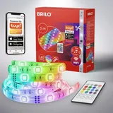 Briloner Leuchten - LED Strip 5m, Magic RGBIC Lichtband kürzbar, App-Steuerung, Fernbedienung, Musiksensor, Sprachgesteuert, LED Band, Leiste, Streifen, Weiß, 2313-150