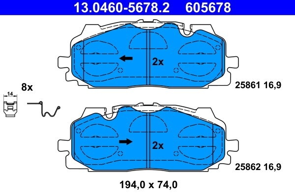 ATE Bremsbeläge mit Zubehör vorne (13.0460-5678.2) für Q5 Audi A4 B9 A6 C8 A7 Q8
