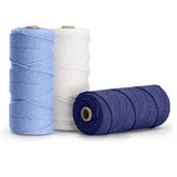 Navaris Makramee Garn 3er Set Baumwollschnur für DIY Projekte