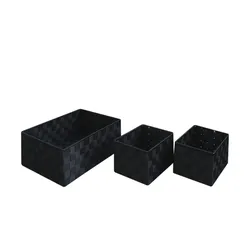 Korbset  3-teilig   , schwarz , Kunststoff