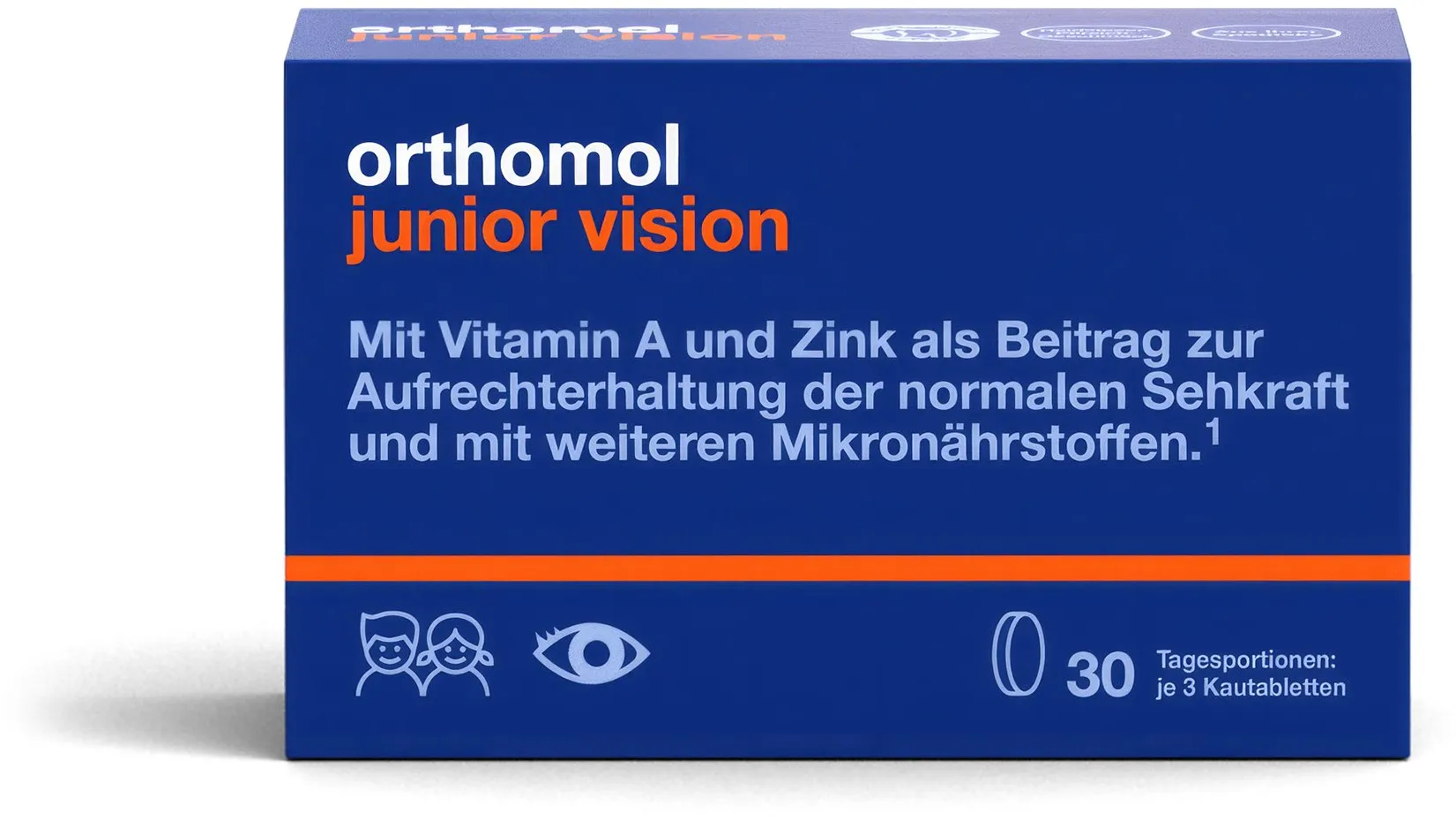 Orthomol junior Vision - Mikronährstoffe zur Aufrechterhaltung der Sehkraft bei Kindern - mit Vitamin A und Zink - Kautabletten