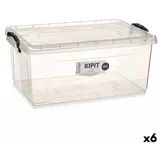 Kipit Aufbewahrungsbox mit Deckel Durchsichtig Kunststoff 22 L 32 x 20,5 x 50 cm (6 Stück)