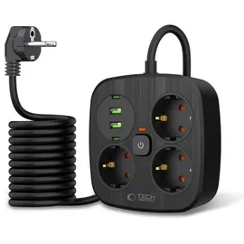 TECH-PROTECT Steckdosenleiste 2 m Schwarz 3 St.