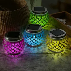 LED Solar Windlichter Mosaik Solargläser H: 9cm bunt 4St