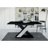 INOBA home Esstisch Ausziehbar Schwarz Hochglanz/Betonoptik B:120-160 cm H:75 cm T:90 cm - Tisch für Esszimmer - Küchentisch - Esszimmertisch - M... - Schwarz