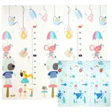 CCLIFE Krabbelmatte Baby Spielmatte Kinder 196x176x1cm Faltbar Spielteppich Spielunterlage Groß Rutschfest Beidseitig Tragbar Wasserdicht Innen Außen Bunt