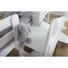 TICAA Podestbett Ekki mit Rutsche 90 x 200 cm Kiefer massiv weiß