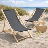 HAGO® 2er Set Liegestuhl Doppelpack Strandliege Stuhl Strand Sonnenliege Garten