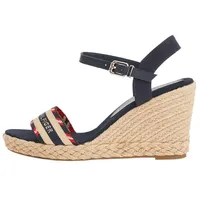 Tommy Hilfiger Wedges geflochtener Bast Dornschließe Navy Größe 41 - 41 EU