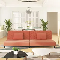 CLORIS Schlafsofa 2-Sitzer - mit 2 Kissen - Rosa Samt - Ecksofas LL0000254789 - Rosa