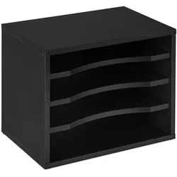 Relaxdays Dokumentenablage, große Briefablage, 4 Fächer, für Schreibtisch, Organizer HxBxT 28 x 35,5 x 25 cm, schwarz