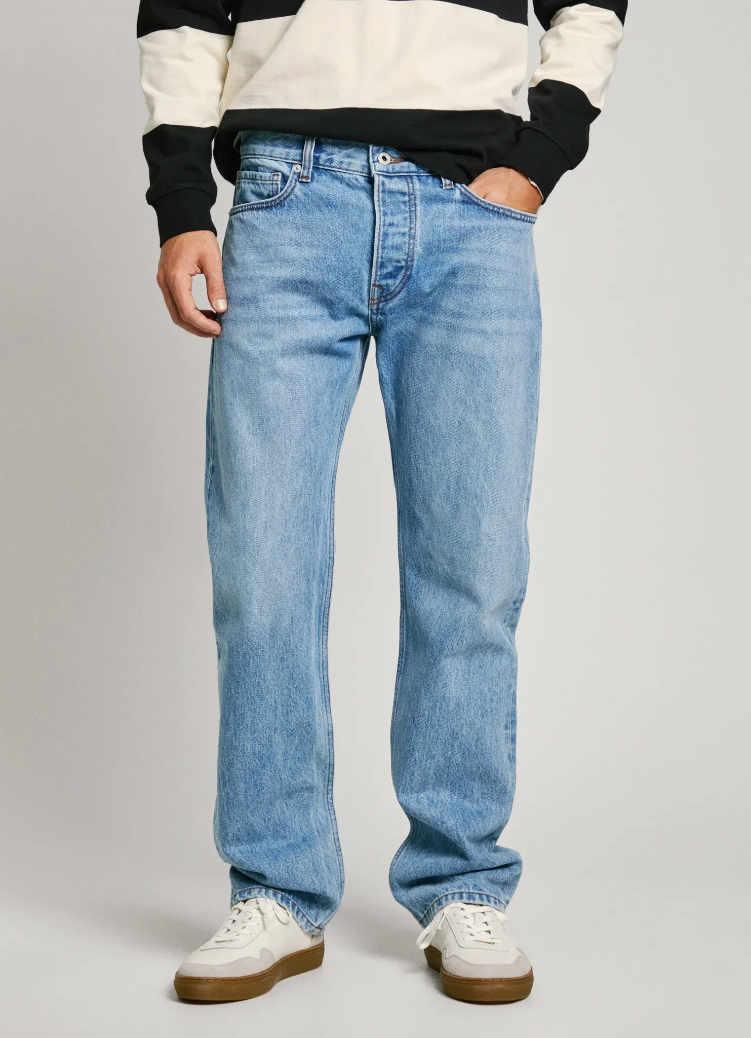 Loose-fit-Jeans PEPE JEANS "LOOSE JEANS", Herren, Gr. 34, Länge 34, light used rigid, Denim/Jeans, Obermaterial: 100% Baumwolle, casual, loose fit, Jeans