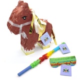 Nislai® Pferd Pinata Set | Ideal als Pinata Geburtstag | Pinata Hochzeit | JGA Party | Geschenkidee | Party Dekoration oder Pinataspiel | inkl. Schlagstock und Augenmaske | u. 43x33x10