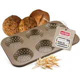 Zenker 6er Brötchenblech – Perfekte Backergebnisse dank Antihaftbeschichtung, für knusprige Brötchen, hitzebeständig bis 230°C, Gold