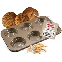 Zenker 6er Brötchenblech – Perfekte Backergebnisse dank Antihaftbeschichtung, für knusprige Brötchen, hitzebeständig bis 230°C, Gold