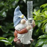 FORUP Harz Zwerg Regenmesser, Harz Zwerg Gartenstatue mit einem Kunststoff Regenmesser, handbemalte Zwerg Skulptur Wassermesser für Regen