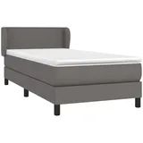 vidaXL Boxspringbett mit Matratze Grau 90x200 cm Kunstleder