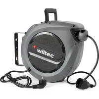 Wiltec Kabeltrommel 15 m - 1,5 m, automatischer Kabelaufroller