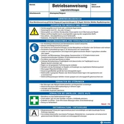 König Werbeanlagen Dreifke® Maschinenbetriebsanweisung Lagereinrichtungen, Kunststoff, 210x297mm, ASR A1.3, DIN EN ISO 7010