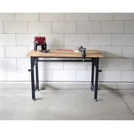 Rikta Werkbank Holz 135 x 60 cm schwarz höhenverstellbar