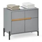 Stella Trading Mid.you Waschbeckenunterschrank Hellgrau, Evoke Eiche FSC-Zertifiziert - Bad Unterschrank Badezimmerschrank mit viel Stauraum - 60 x 55 x 35 cm stehend, Badezimmer, Badezimmerschränke, Waschbeckenunterschränke
