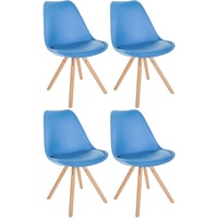 Clp 4er Set Stühle Sofia Kunstleder Rund hellblau