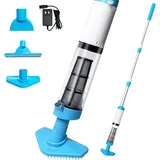 Poolsauger mit Akku, 3-in-1 Kabelloser Pool Handsauger mit Teleskopstange – Wiederaufladbarer Poolstaubsauger für kleine Pools, Spas & Whirlpools, 90 Minuten Laufzeit, Blau