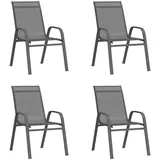 vidaXL Stapelbare Gartenstühle 4 Stk. Grau Textilene
