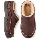 Zigzagger Hausschuhe Herren Mokassin Hausschuhe Weiche Warme Memory Schaumstoff Innen Außen Pantoffeln Rutschfeste Outdoor/Indoor,Kaffee 48 EU - 49 EU