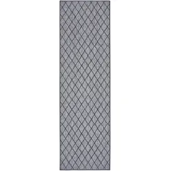 Teppich NORTHRUGS "Malaga Wendeteppich", blau (nachtblau, silberfarben), B:80cm H:5mm L:350cm, Kunstfaser, Teppiche, In-& Outdoor, Wetterfest, Balkon, Läufer, Wohnzimmer, Wasserfest