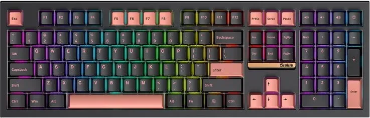 LANGYAN 108 Tasten Mechanische Tastatur mit abnehmbaren Schaltern, 3MODUS RGB, Schwarz