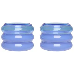 Design Letters - Bubble Teelichhalter, blue / milky blue (2er-Set)