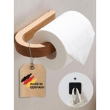 DEKAZIA® Toilettenpapierhalter Holz | Toilettenpapierhalter ohne Bohren | Klopapierhalter ohne Bohren | Klorollenhalter ohne Bohren | WC Papier Halterung | Klopapier Halterung WC Rollenhalter Eiche