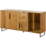 Massivmoebel24 Sideboard Wildeiche 160x43x79 natur geölt LINDAU #08 - 2 Jahre Gewährleistung - mind. 14 Tage Rückgaberecht - Beige