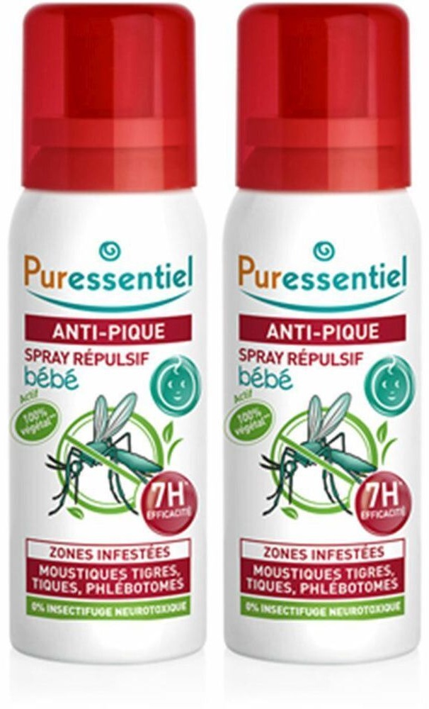 Puressentiel Anti-Pique Spray Répulsif Bébé 2x60 ml spray